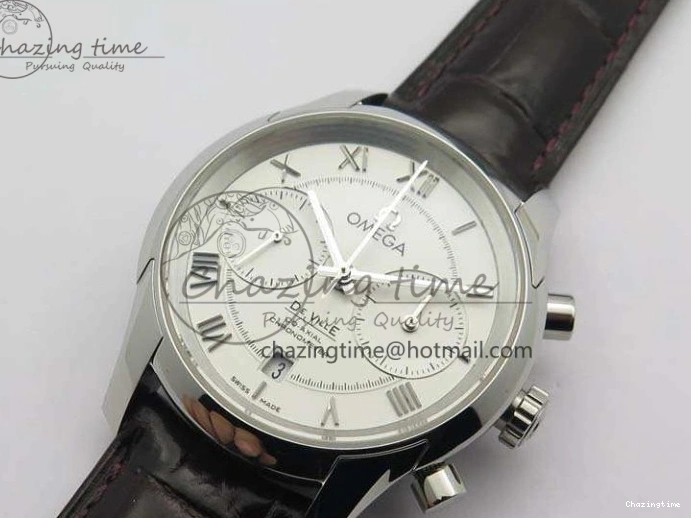 0325 De Ville Chronograph SS OMF 1:1 Best Edition White Dial On Brown Leather strap A Versatile 8111